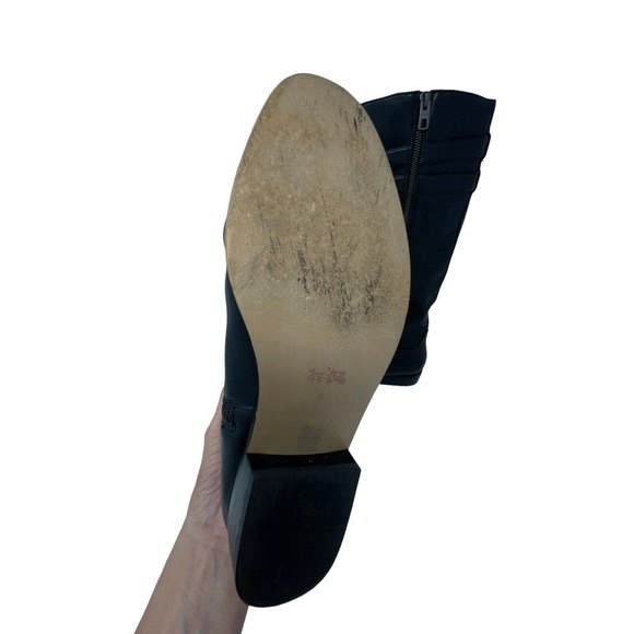 Coach Linette Tall Leather Riding Boots~Black~Size 8B~Straps~GORGEOUS - Picture 9 of 11